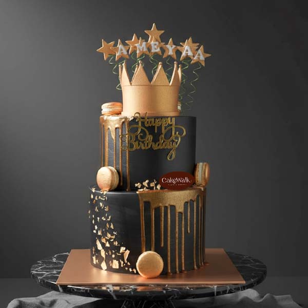 Royal Black and Golden Theme Cake