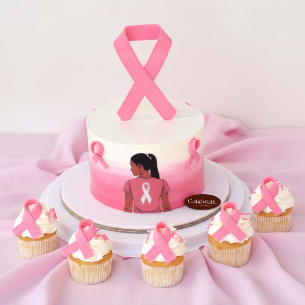 Breast Cancer Awareness Cake and Cupcakes