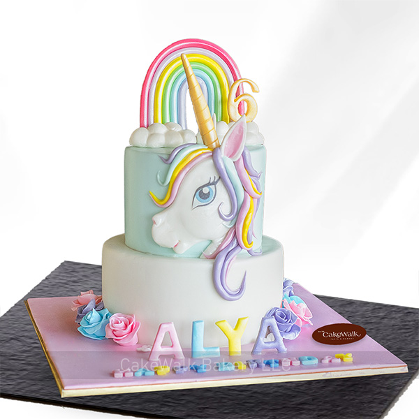2 Tier Unicorn Theme Cake