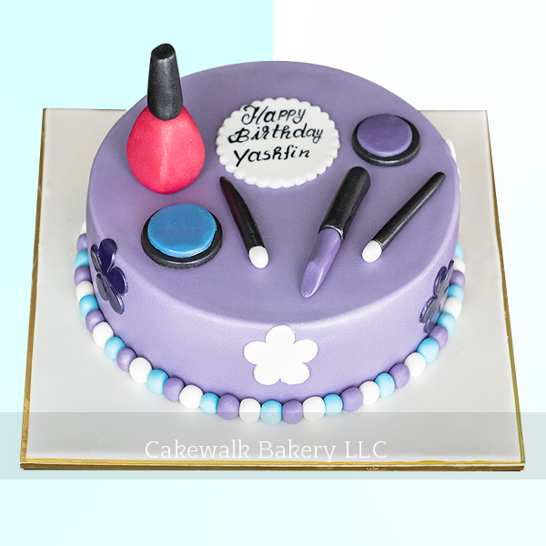 Purple Makeup Theme Cake