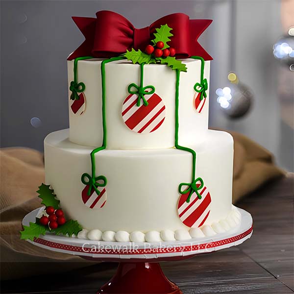 2 Tier Delicate Christmas Cake