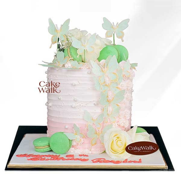 Rose Gold Ombre Butterflies Cake