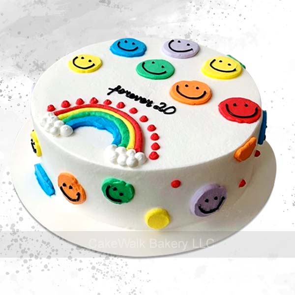 Rainbow / Pastel Smiley Cake