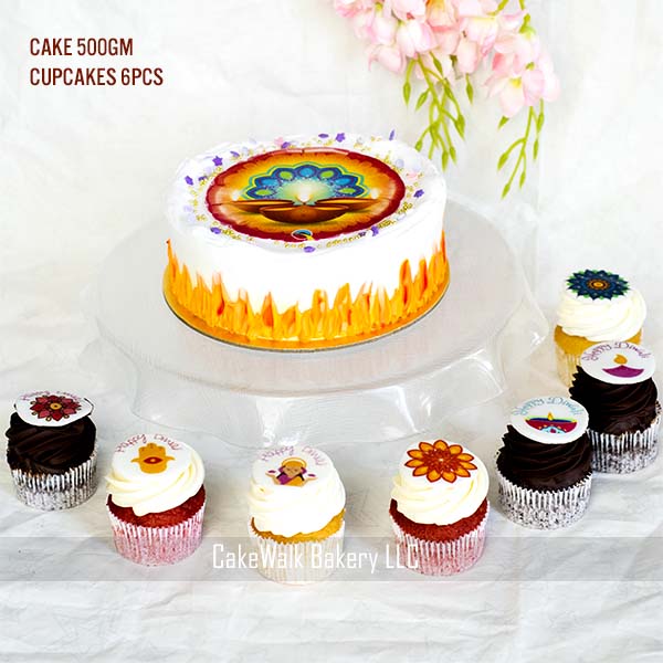 Diwali Special Cake with assorted Cupcakes