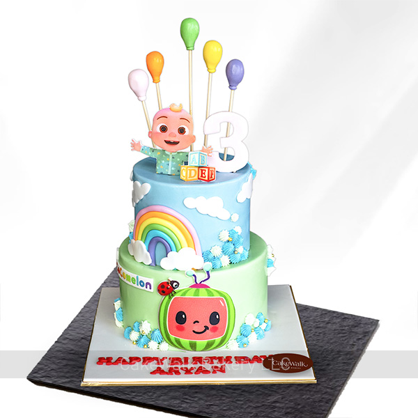 Coco melon Rainbow 2 Tier Cake