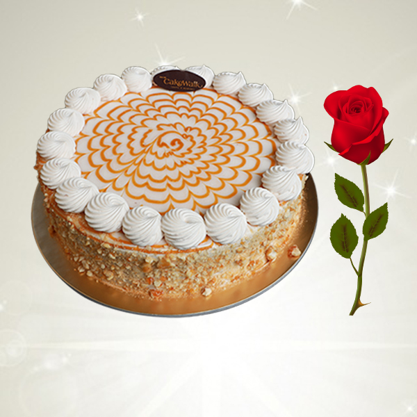 Butterscotch Marble Cake with Red Rose