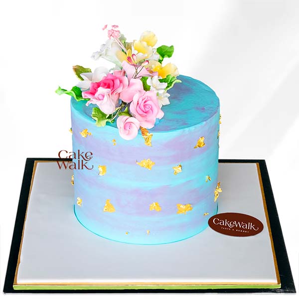 Gold Leaf Floral Cake