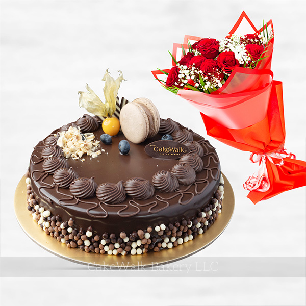 Choco Hazelnut Cake + Flower Bouquet