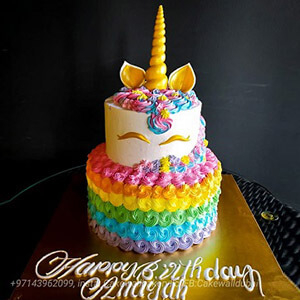Unicorn Rainbow 2 Tier Theme Cake