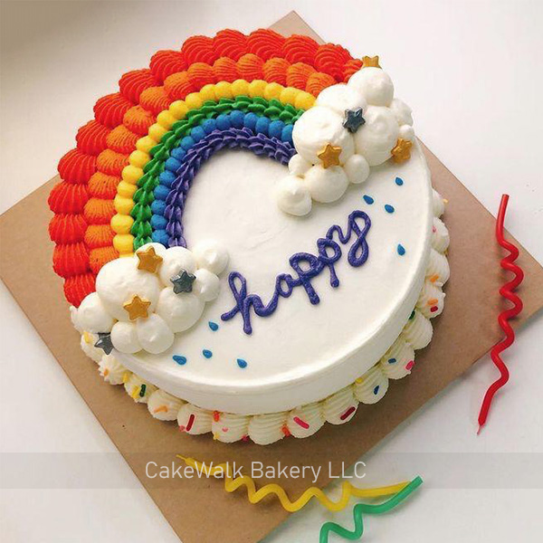 Rainbow Clouds Theme Cake