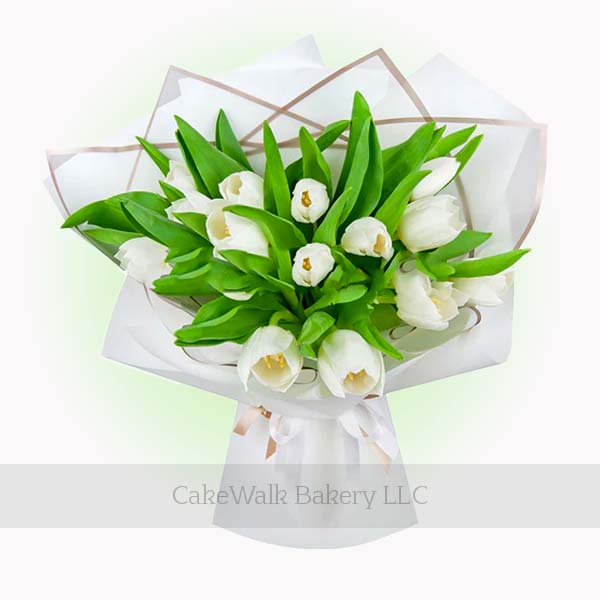 20 White Tulips Bouquet
