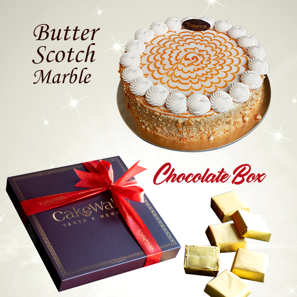 Butterscotch Marble Cake with Chocolate Box