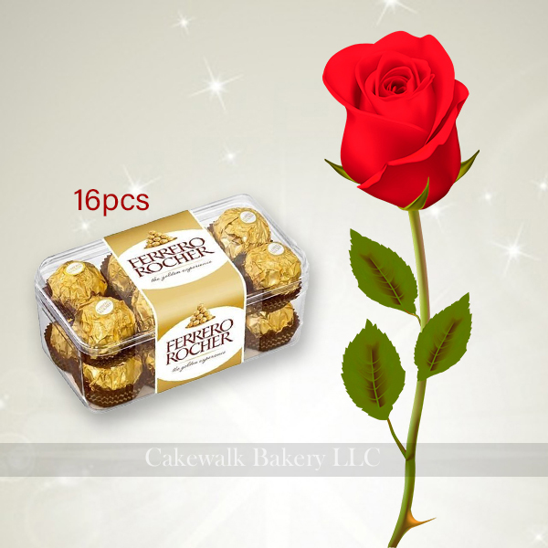 Red Rose with Ferrero Rocher 16pcs Box