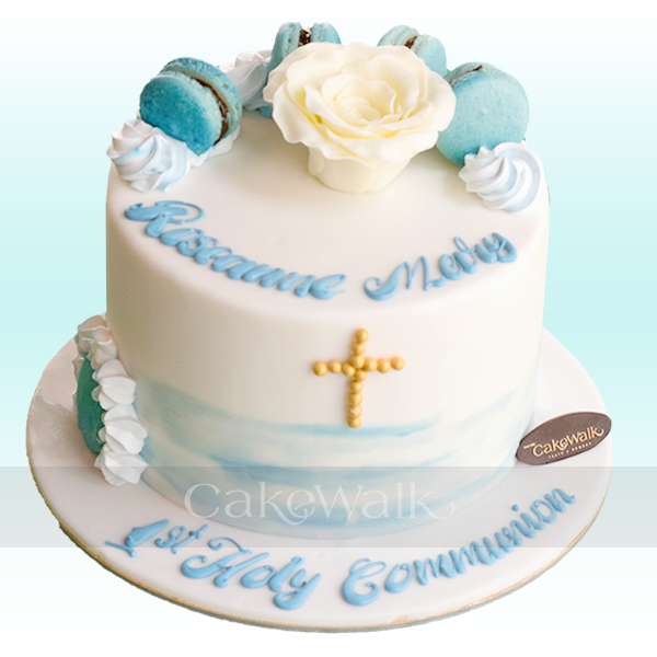 Floral 1st Communion Christening Cake-2