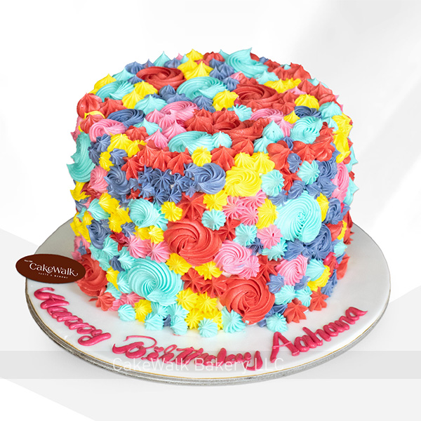 Multicolor Floral Theme Cake