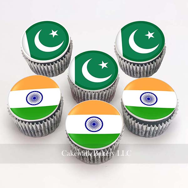 Pak India Flag Cupcakes