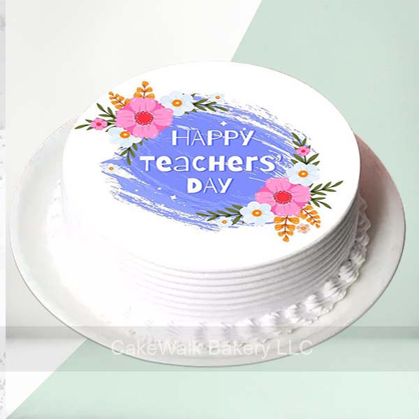 Teachers Day Floral Cream Cake