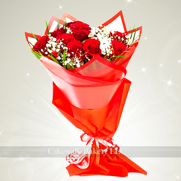 Red Rose Flowers Bouquet - 10Roses