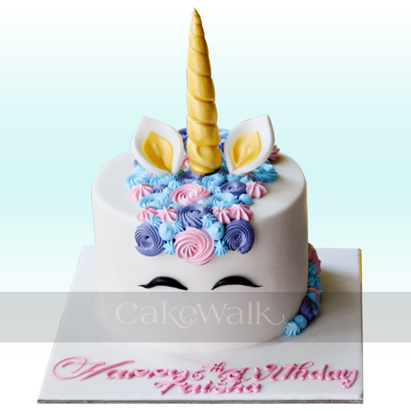 Adorable Blue Unicorn Cake 