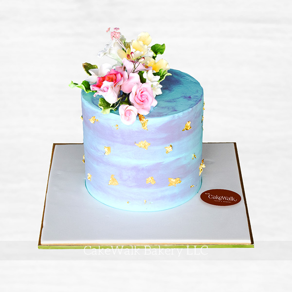 Gold Leaf Floral Cake