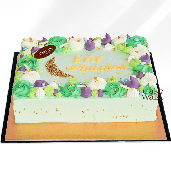 Eid Mubarak Floral Green Cake