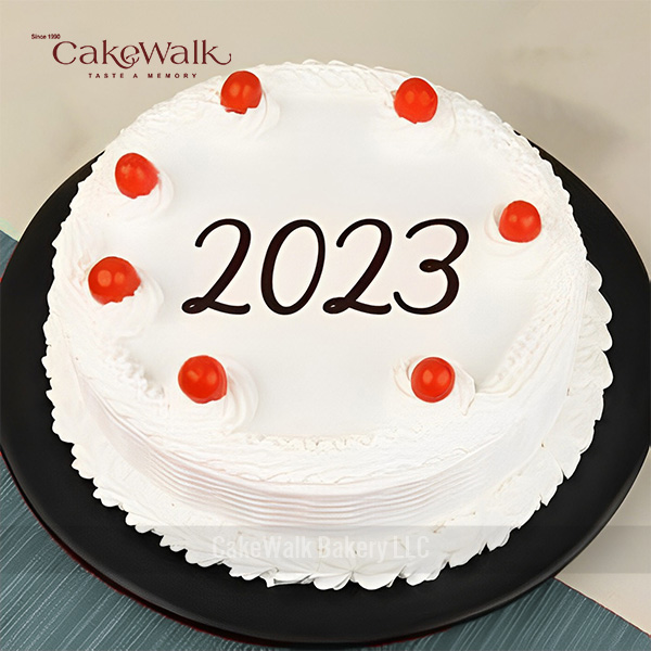 New Year White Cream Cake