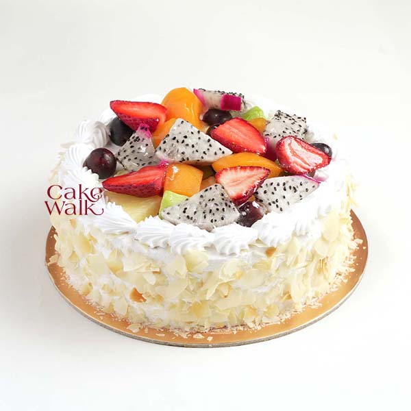 Eggless Fresh Fruit Fantasy Cake
