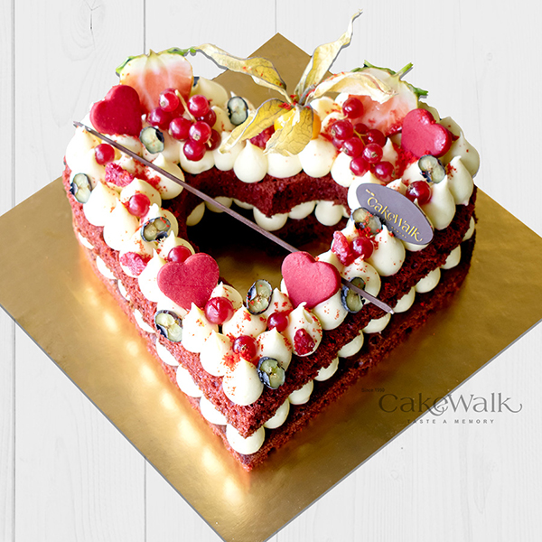 Mother's Day -Red Velvet Heart Shape Cake 