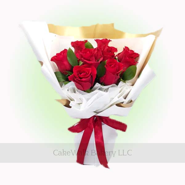 10  Red Roses Bouquet Arrangement