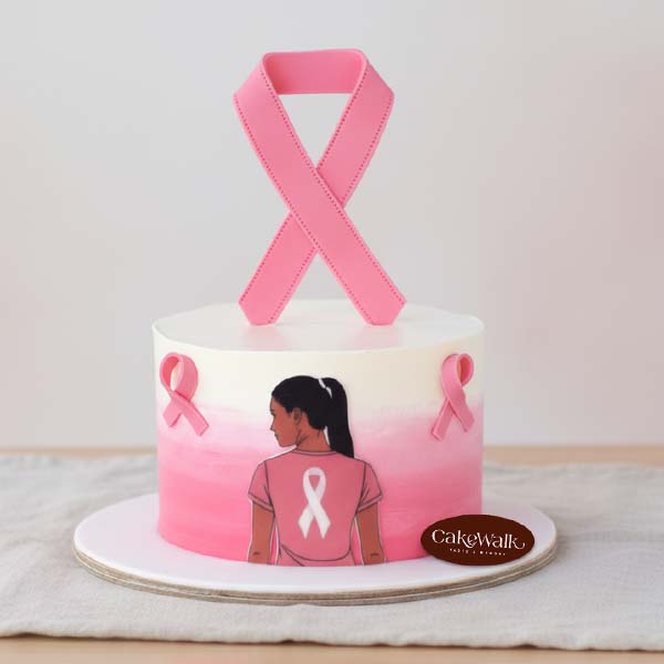 Breast Cancer Pink Ribbon Cake