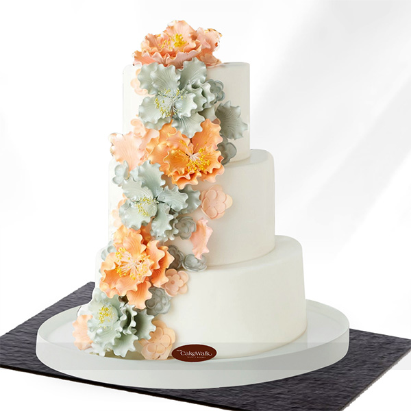 3 Tier Floral Fondant cake