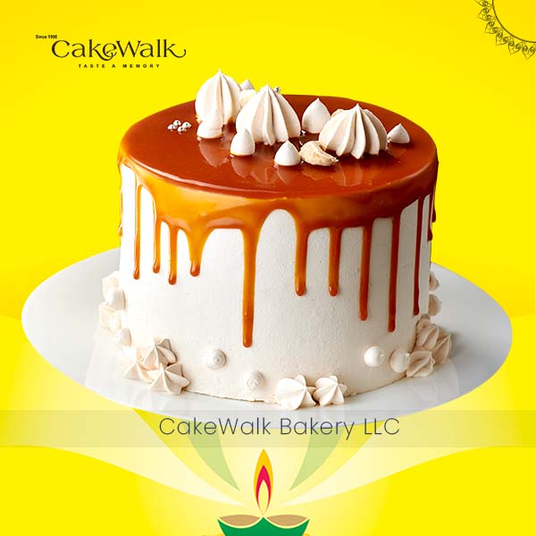 Diwali Butterscotch Marble Drip Cake