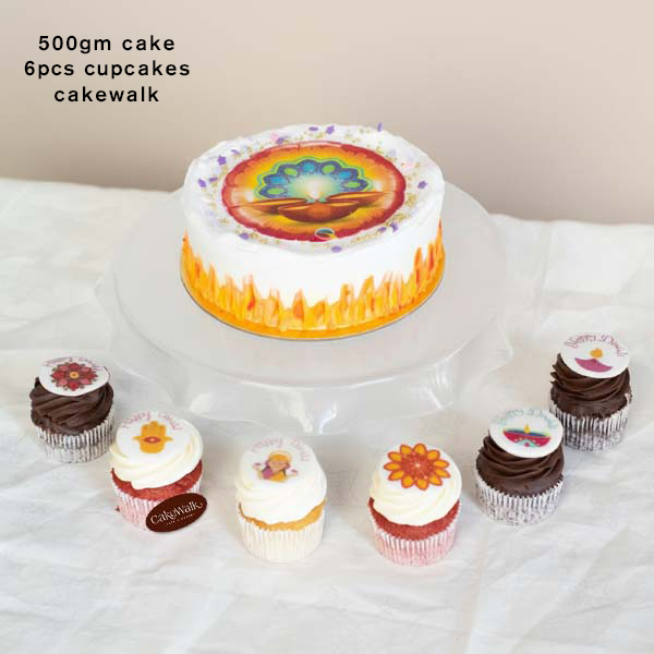 Diwali Special Cake with assorted Cupcakes