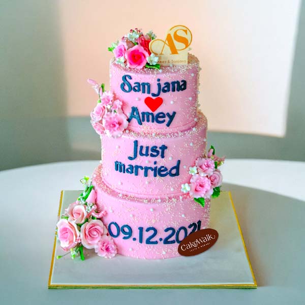 Just Married Wedding Theme Cake