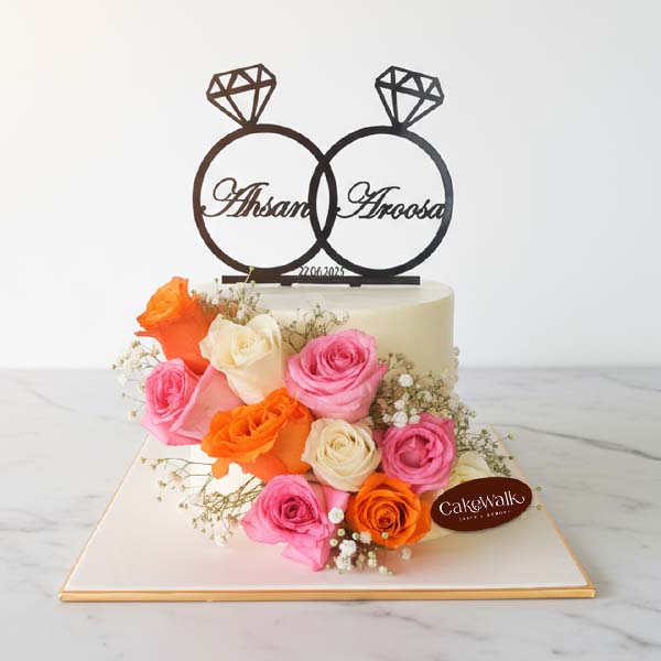 Love & Flowers Ring Engagement Cake