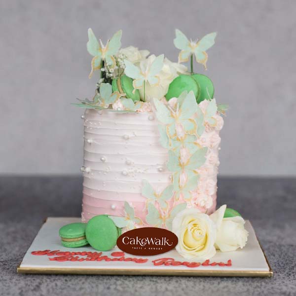 Rose Gold Ombre Butterflies Cake