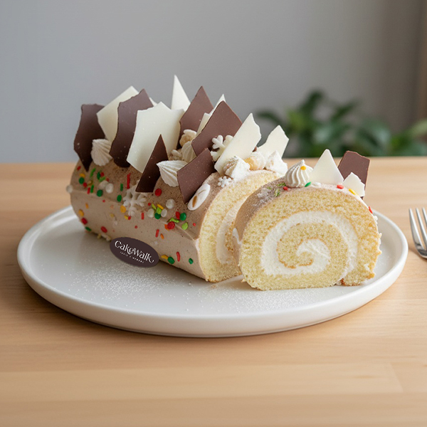 Soft Vanilla Swiss Roll Cake | Fresh Cream Roll