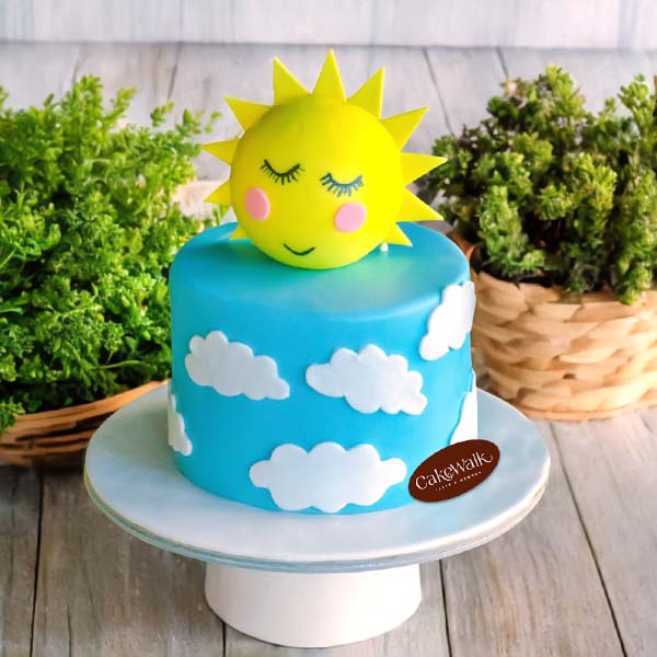 Sunny and Clouds Theme Cake