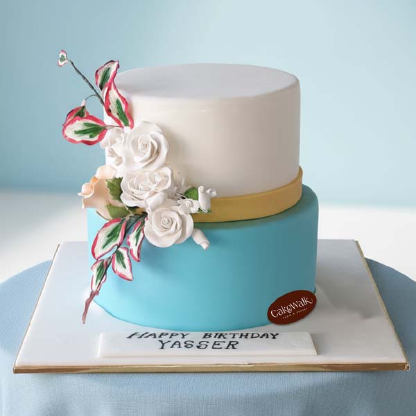 White & Blue Elegant Design 2 Tier